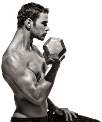 Kellan Lutz showing muscles