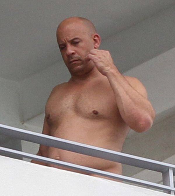 Vin Diesel Shows Off His Shirtless Bod on a Balcony1