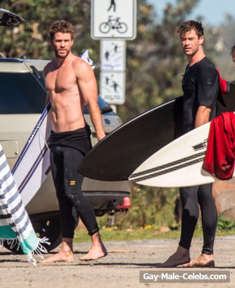 Liam &amp; Chris Hemsworth Shirtless (5 Photos)